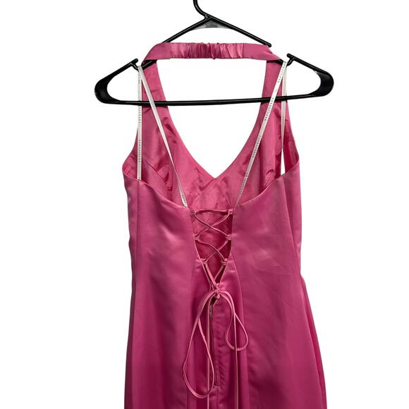 Barbiecore Pink Sequin Gown Masquerade Y2K Lace-Up Size 11/12 - Picture 4 of 9